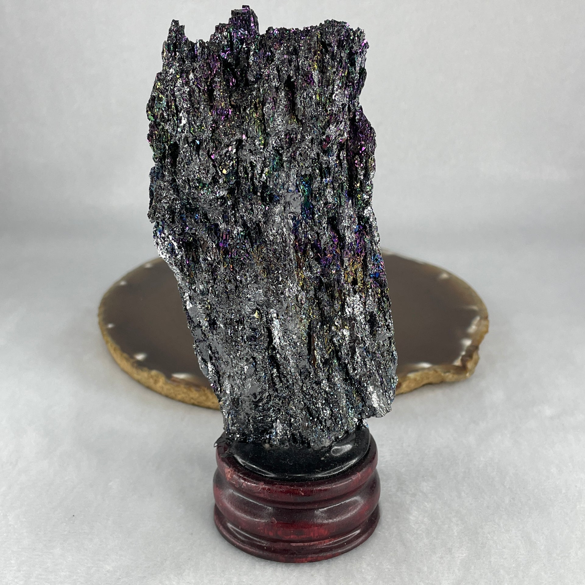 Natural-Black-Moissanite-Rough-Display-with-Wooden-Stand-363.38g-66.5-by-52.2-by-141.5mm
