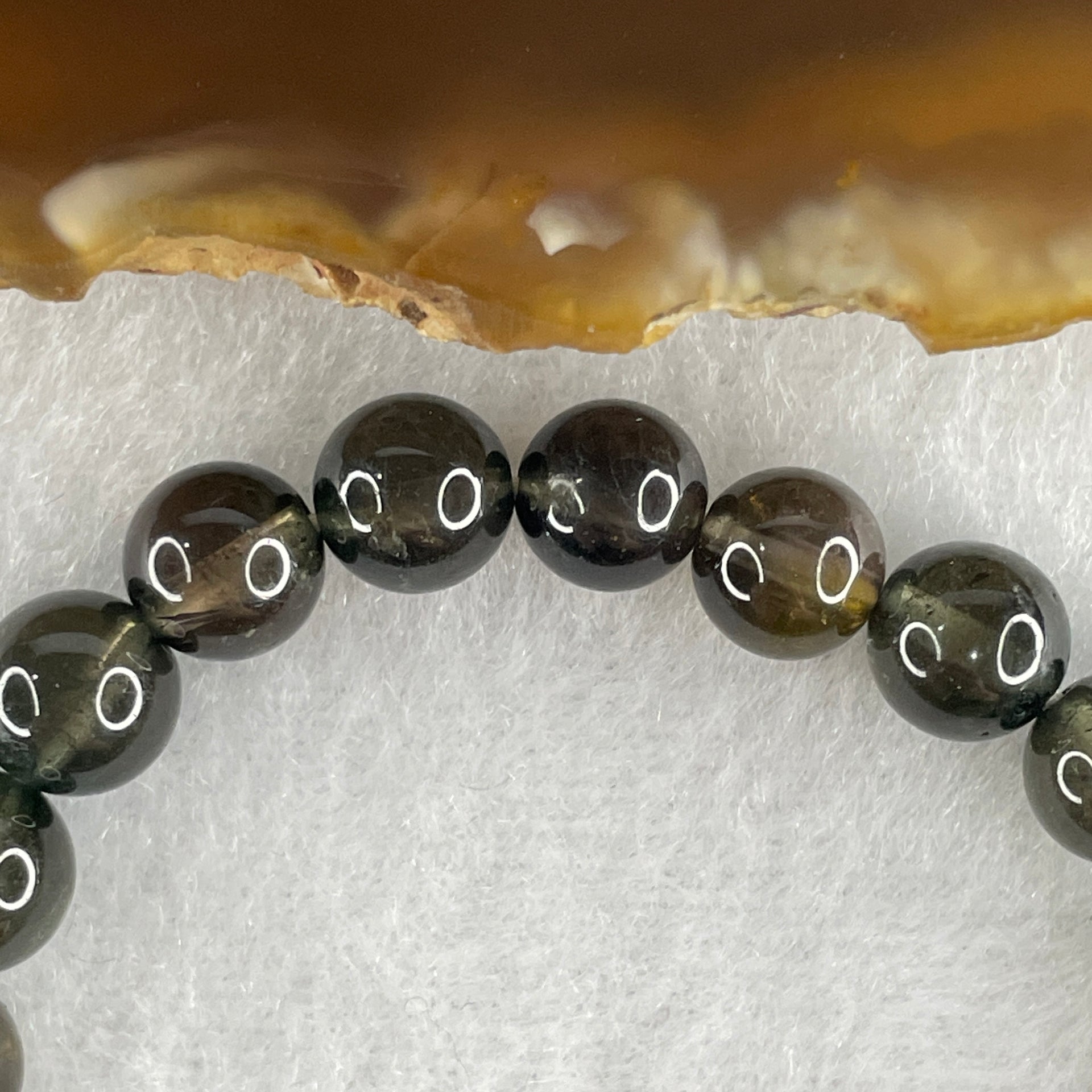 Very Good Natural Green Tourmaline Crystal Beads Bracelet 13.38g 13.5cm 7.2mm 23Beads - Huangs Jadeite and Jewelry Pte Ltd