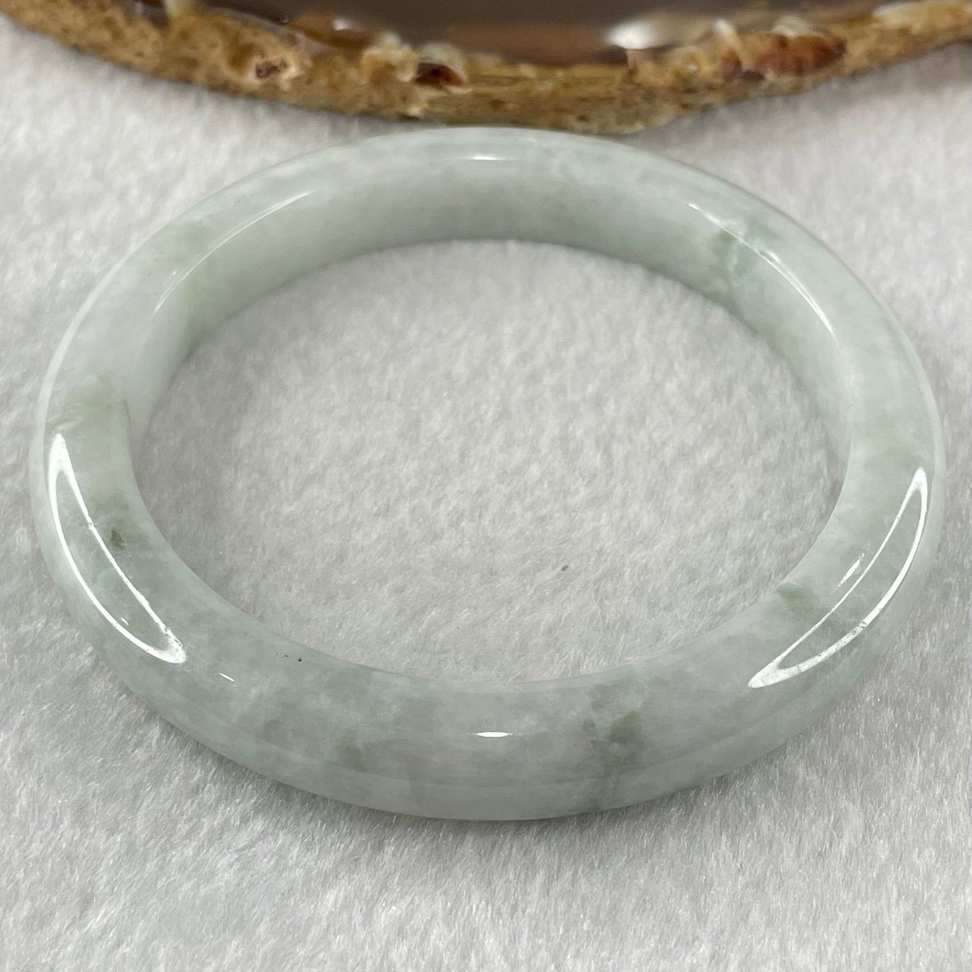 Type A Faint Lavender Faint Green Jadeite Bangle 43.75g Internal Diameter 56.3mm 9.9 by 8.2mm (Very Slight External Line and Some Internal Lines) - Huangs Jadeite and Jewelry Pte Ltd