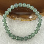 Type A Natural High Icy Blueish Green Jadeite Beads Bracelet 12.86g 14.5cm 6.6mm 27 Beads - Huangs Jadeite and Jewelry Pte Ltd