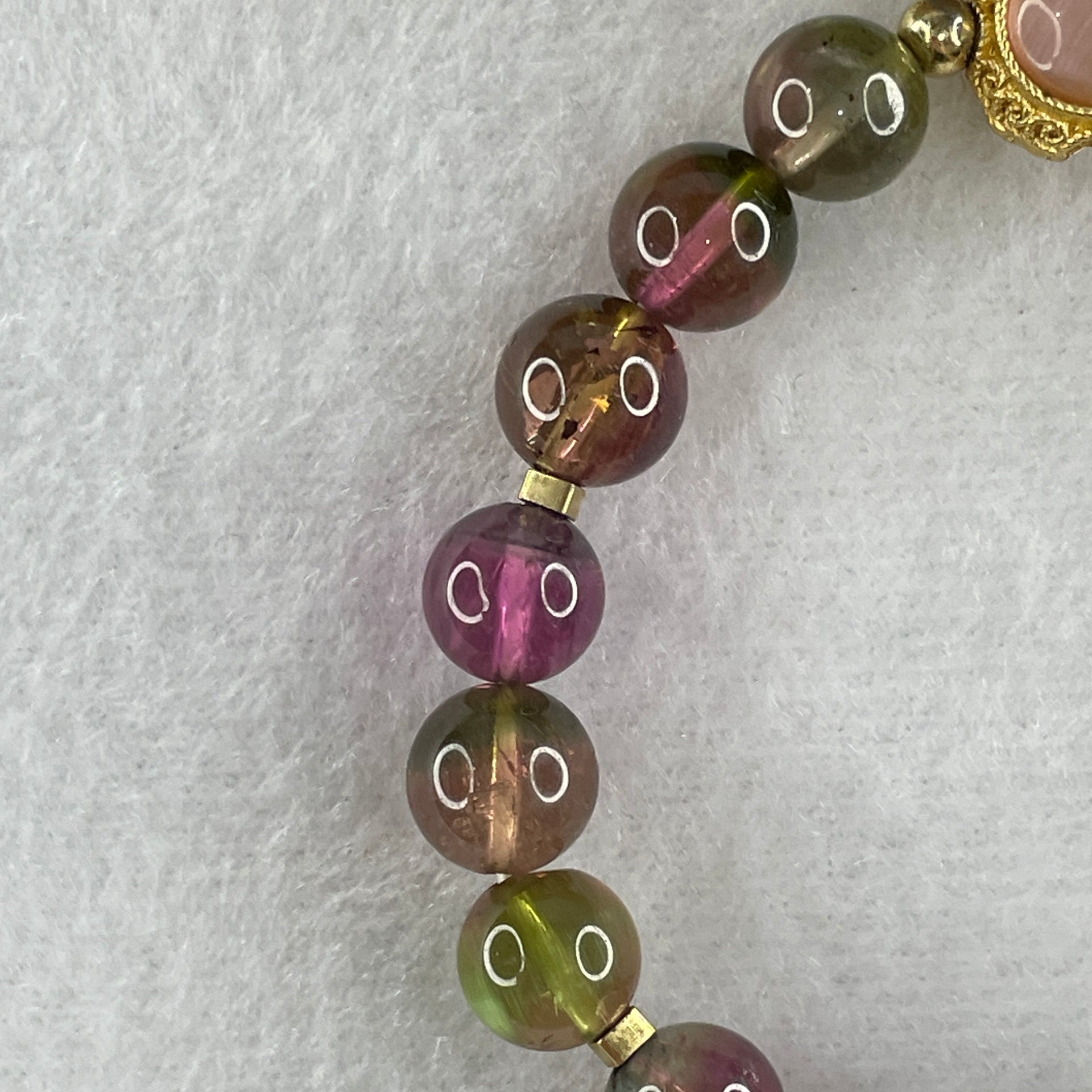 Very Good Grade Natural Tourmaline Crystal Beads with Charm Bracelet 19.74g 14cm 8.8mm 17Beads - Huangs Jadeite and Jewelry Pte Ltd