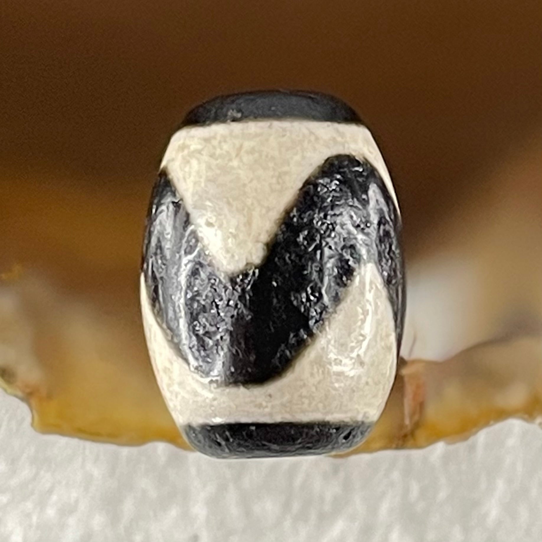 Natural Powerful Tibetan Old Oily Agate Tiger Tooth Daluo Dzi Bead Heavenly Master (Tian Zhu) 2.20g 14.0 by 10.4mm - Huangs Jadeite and Jewelry Pte Ltd