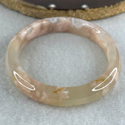 Natural Pink Flower Agate Oval Bangle Set 82.68g Inner Diameter 55.7mm 10.3 by 6.8mm (Very Very Slight External Rough) - Huangs Jadeite and Jewelry Pte Ltd