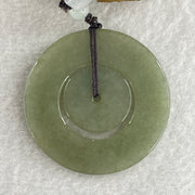 Natural Type A Green with Brownish Jadeite Double Ping An Kou Donut Pendant 20.64g 44.9 by 3.4mm - Huangs Jadeite and Jewelry Pte Ltd
