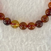 Natural Blood Red Amber Beads Bracelet 5.10g 15cm 7.2mm 25 Beads - Huangs Jadeite and Jewelry Pte Ltd