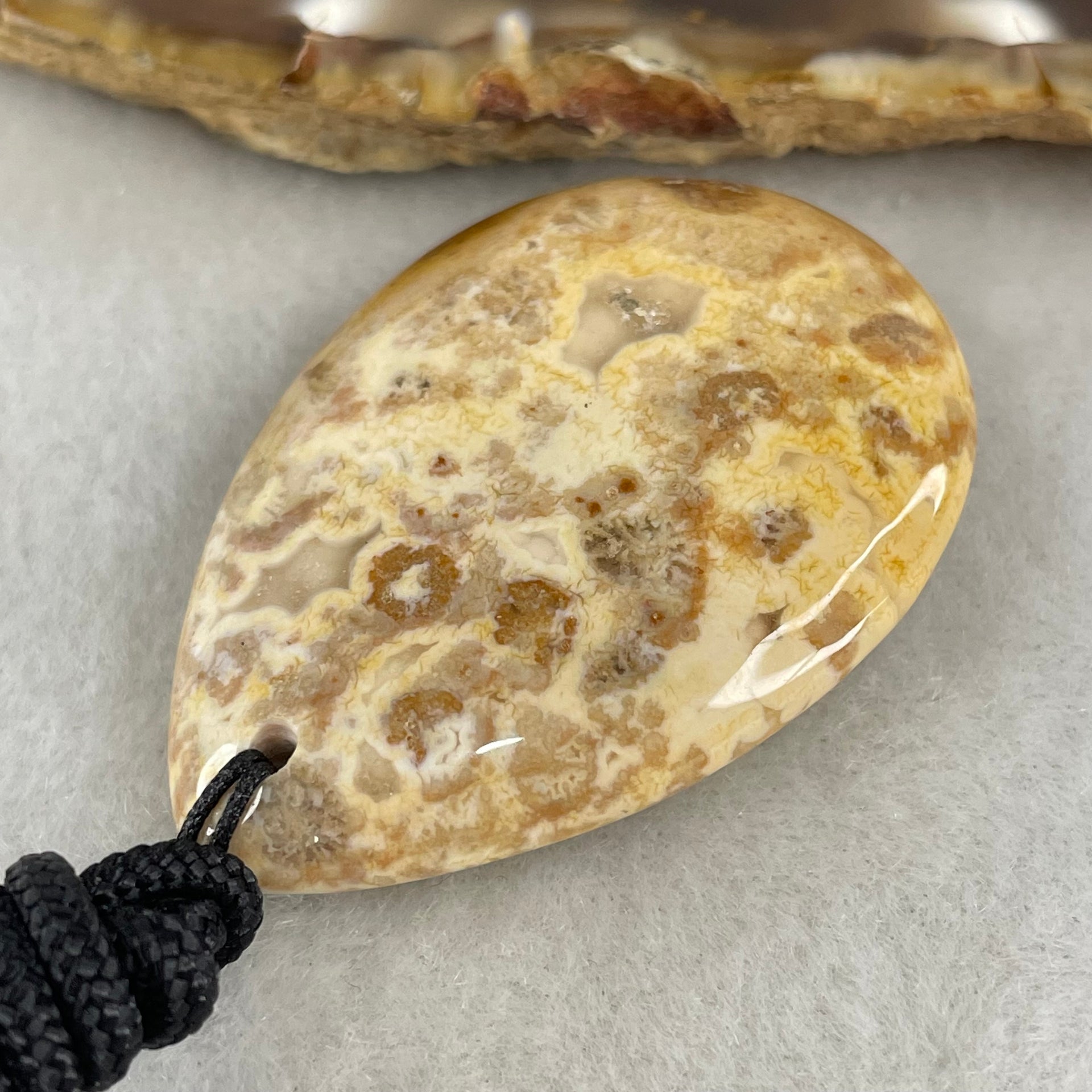 Natural Brown Coral Agate Pendant 17.27g 42.5 by 31.0 by 9.0mm - Huangs Jadeite and Jewelry Pte Ltd