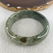 Natural Type A Green with Yellowish Green Piao Hua Jadeite Bangle | (64.81g | 53.1mm ID | 16.9 x 7.8mm | Very Very Slight External Rough |Golden Abundance & Lifelong Protection Anchor, Prosperity & Executive Bangle) - Huangs Jadeite and Jewelry Pte Ltd