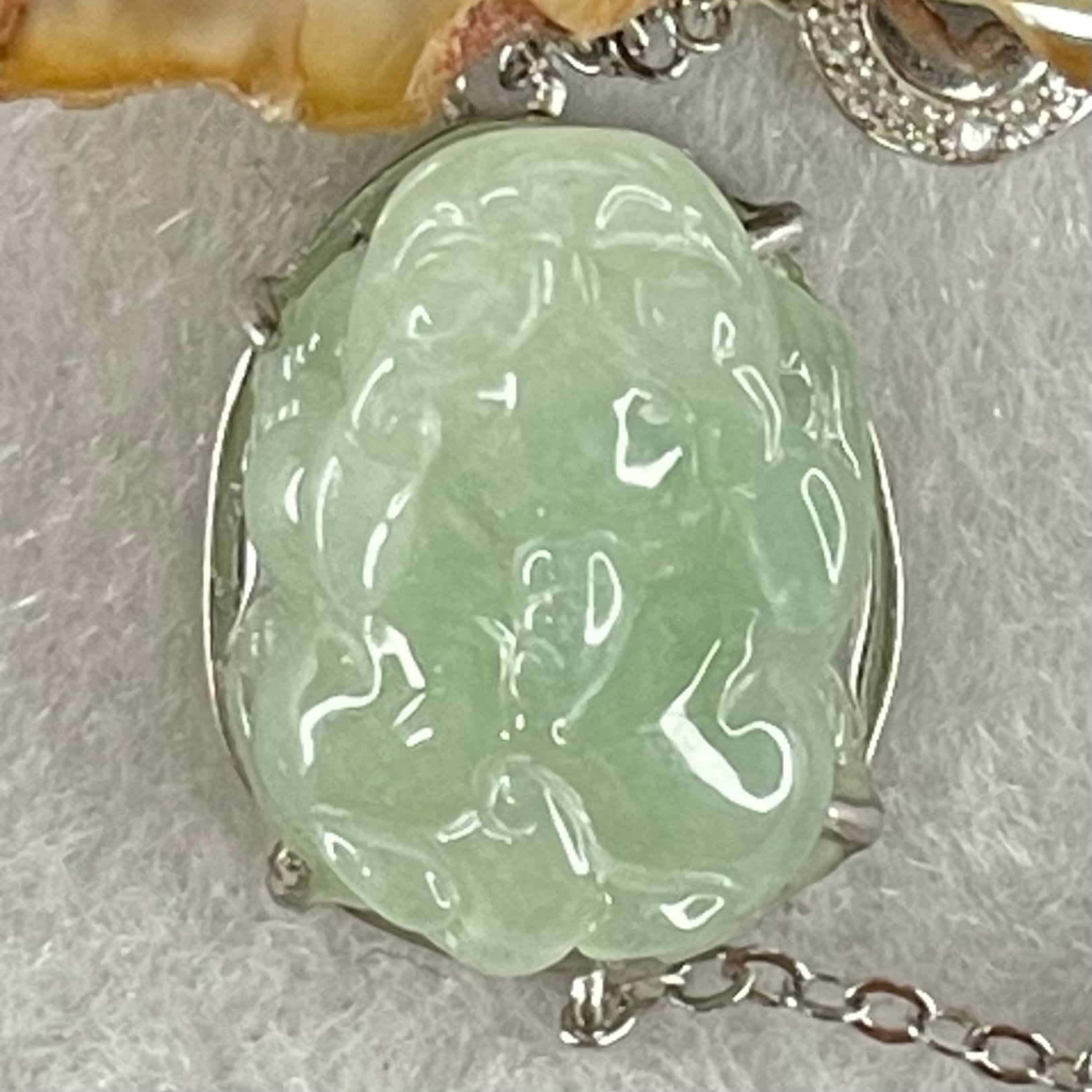 Type A Light Blueish Green Jadeite Male Pixiu in S925 Sliver Bracelet 5.79g 16.8 by 13.1 by 9.9mm - Huangs Jadeite and Jewelry Pte Ltd