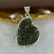 Natural Czech Republic Moldavite Meteorite Crystal in S925 Sliver Pendent 天然捷克陨石925银牌 7.85g 22.3 by 17.6 by 8.9mm - Huangs Jadeite and Jewelry Pte Ltd