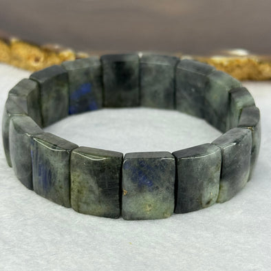Natural Labradorite Bracelet 44.07g 17cm 16.6 by 12.3 by 6.2mm 16 pcs - Huangs Jadeite and Jewelry Pte Ltd