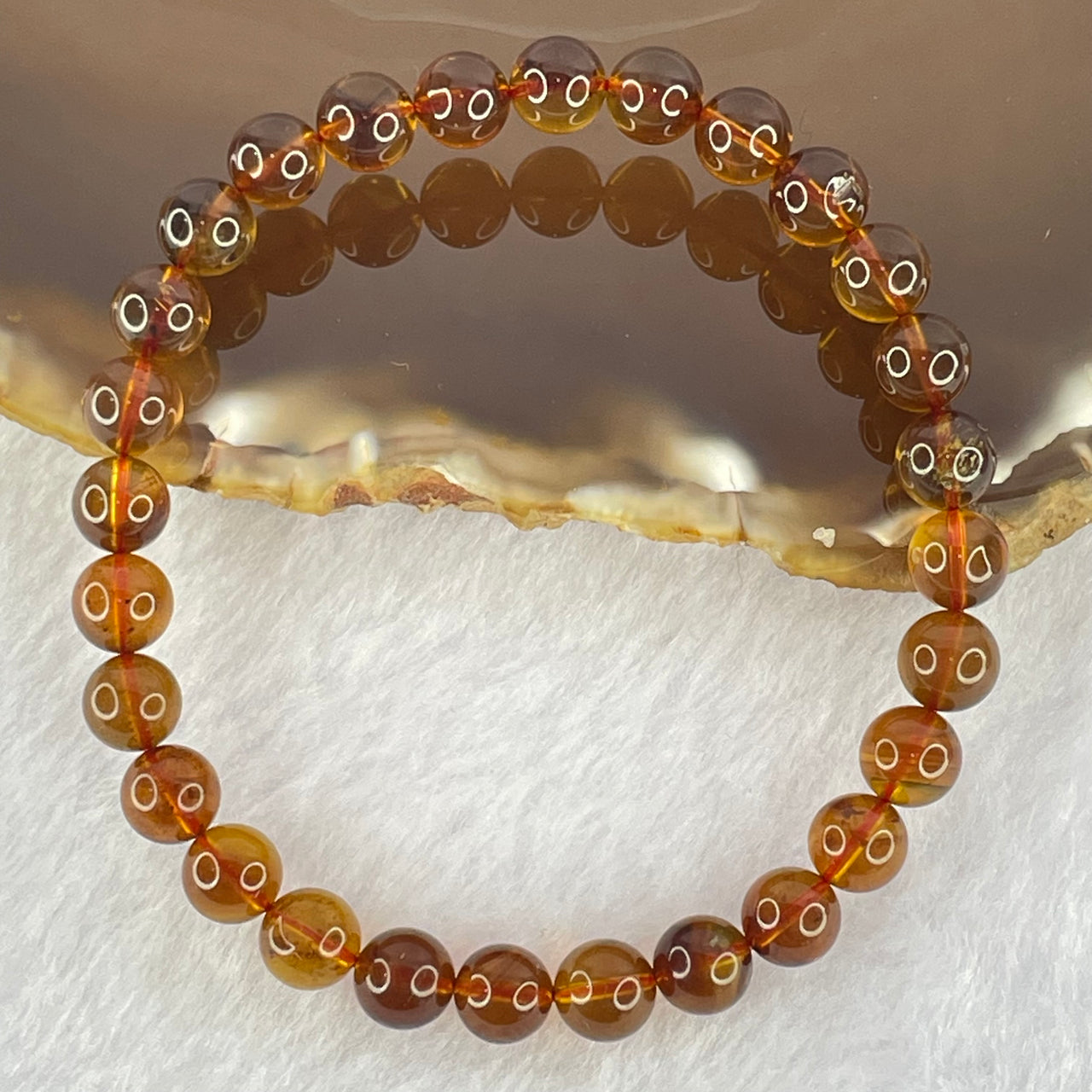 Natural Purple Amber Beads Bracelet 天然紫蜜琥珀手链 4.30g 16cm 6.5mm 28 Beads - Huangs Jadeite and Jewelry Pte Ltd