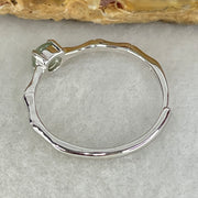 Type A Semi Icy Green Cabochon Jadeite in S925 Sliver Bamboo Ring (Adjustable Size) 0.96g 4.0 by 2.0mm - Huangs Jadeite and Jewelry Pte Ltd
