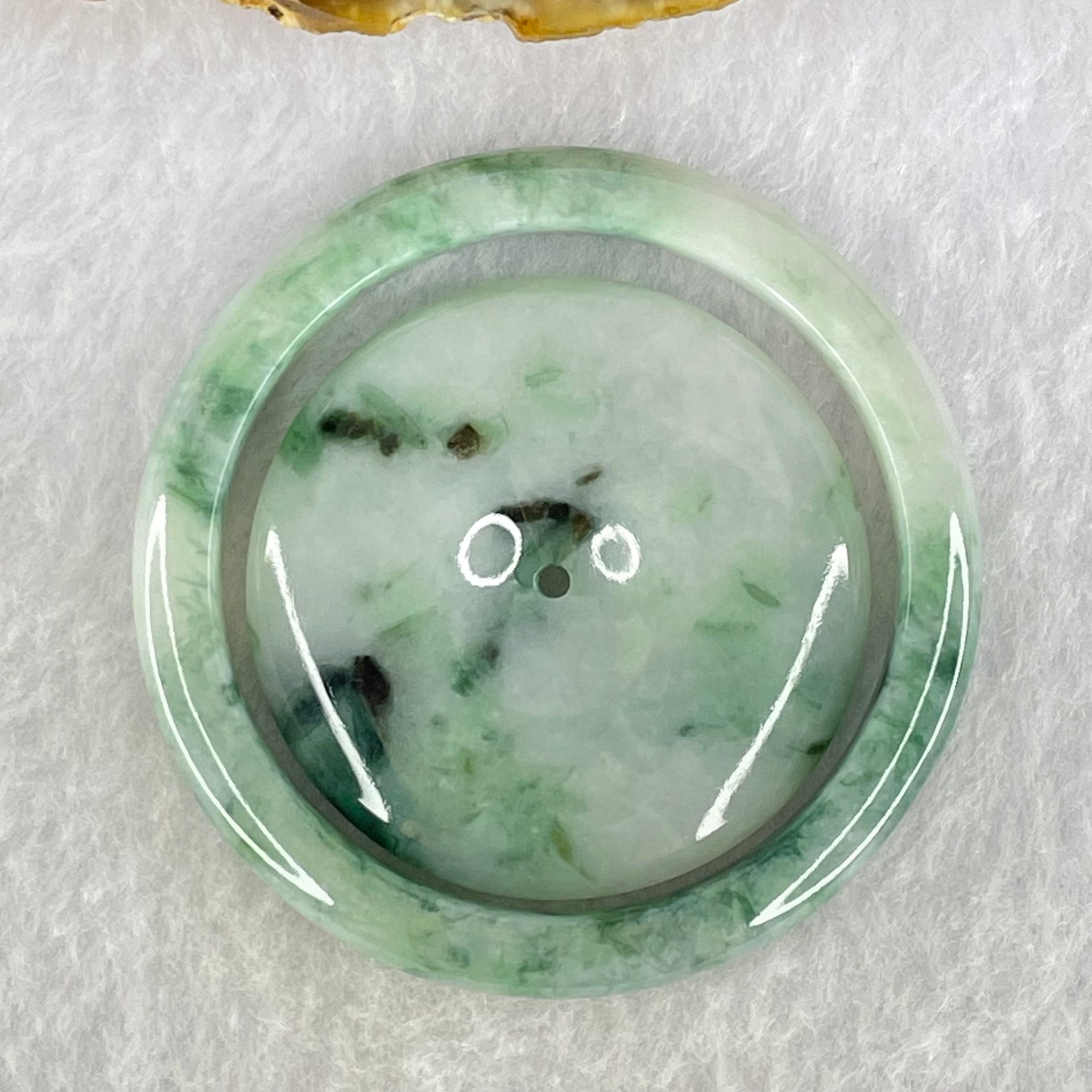 Type A Green Lavender with Green Piao Hua Jadeite Baby Bangle and Ping An Kou Donut Set 39.89g 6.5 by 6.0mm 42.7 by 6.6mm (very Slight Internal Line) - Huangs Jadeite and Jewelry Pte Ltd
