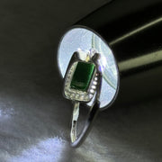 Type A Translucent Black Omphasite Jadeite with Crystals in S925 Sliver Ring (Adjustable Size) 2.00g 11.1 by 6.1 by 3.0mm - Huangs Jadeite and Jewelry Pte Ltd