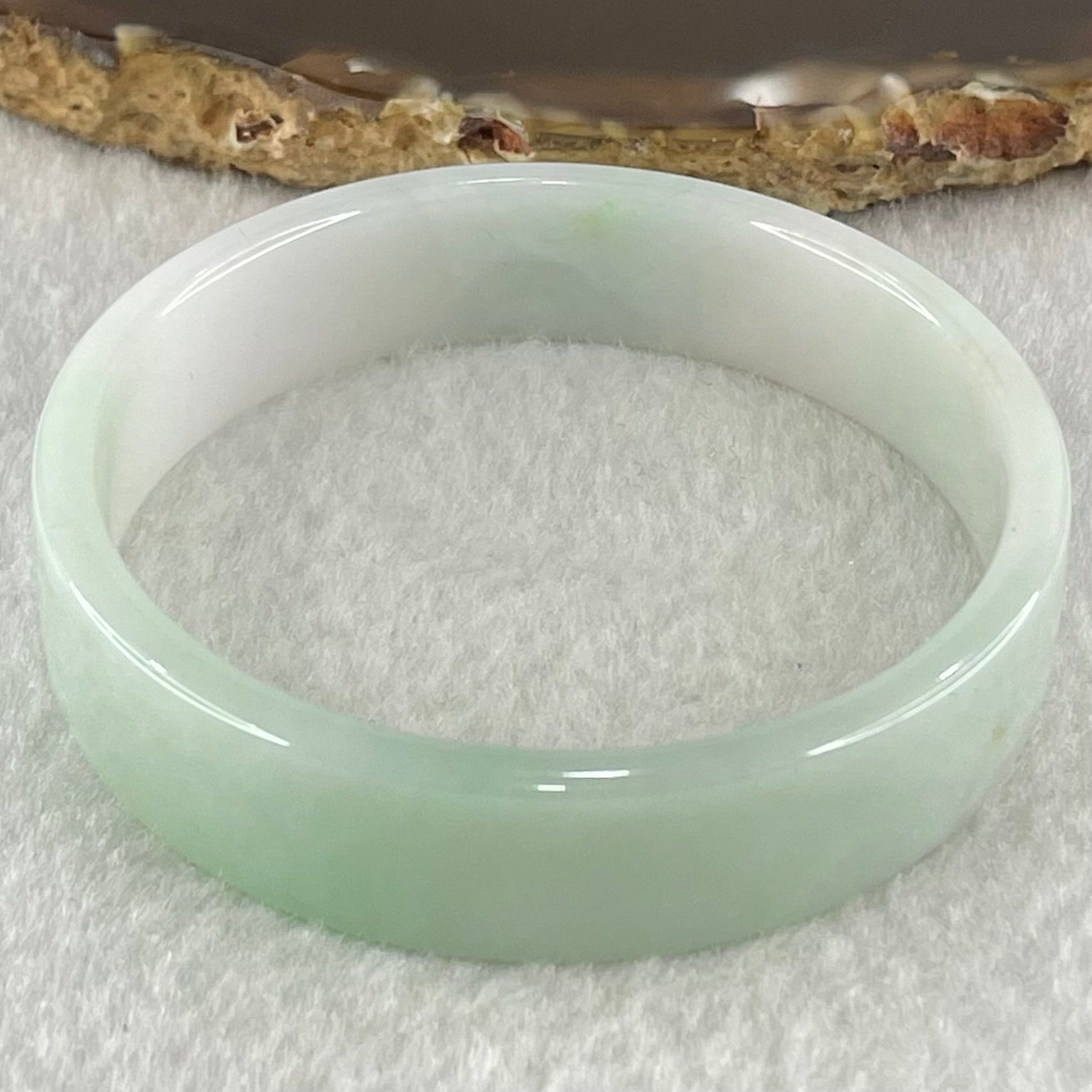 Type A Green Lavender with Yellow Spot Jadeite Flat Round Bangle 27.20g Internal Diameter 51.8mm 12.7 by 4.0mm (Perfect) - Huangs Jadeite and Jewelry Pte Ltd