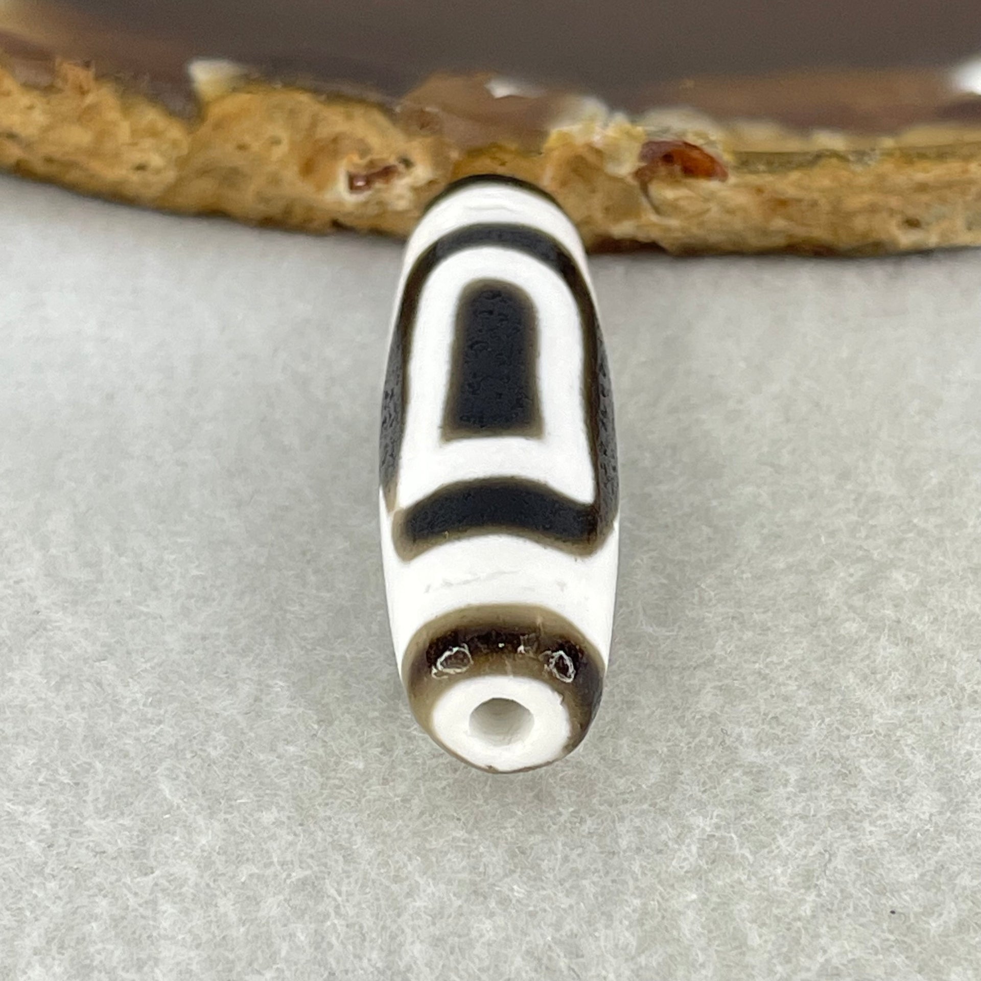 Natural Powerful Tibetan Old Oily Agate 2 Eyed Bead Heavenly Master (Tian Zhu) 7.94g 39.3 by 11.6mm - Huangs Jadeite and Jewelry Pte Ltd