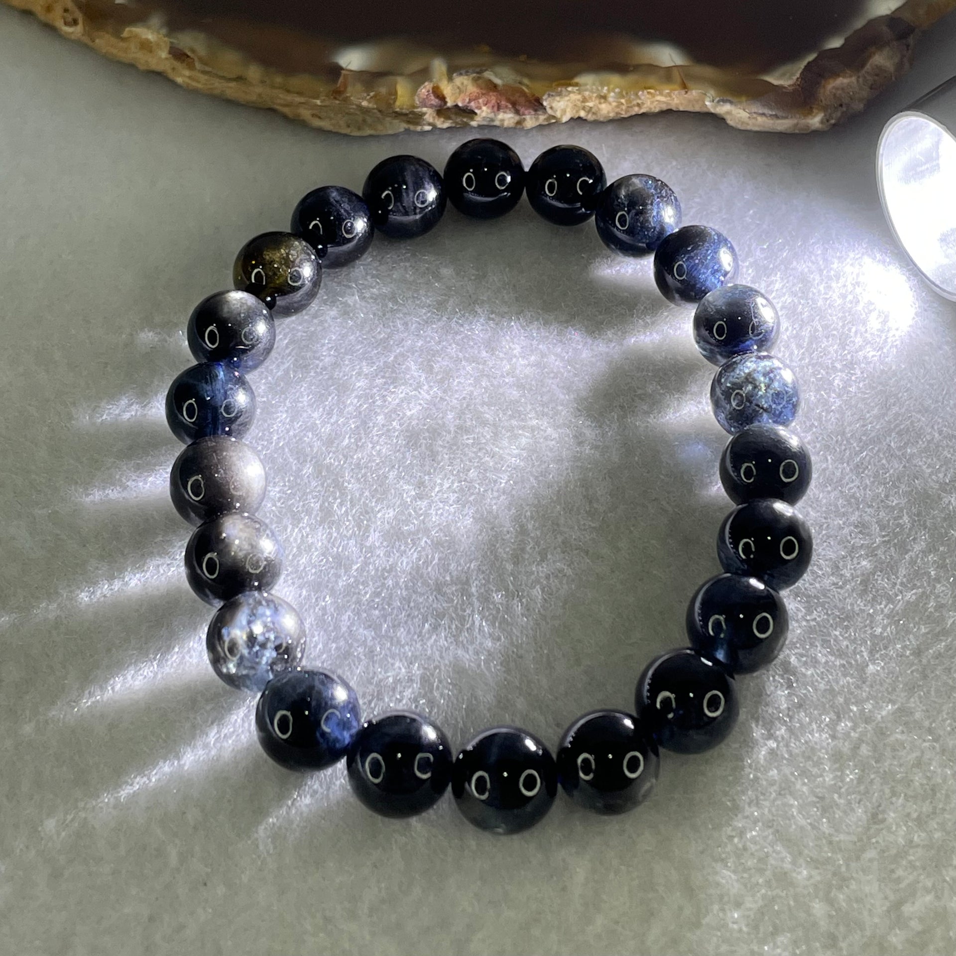 Good Grade Natural Devils Blue Beryl Aquamarine Beads Bracelet 20.54g 16cm 8.9mm 22 Beads - Huangs Jadeite and Jewelry Pte Ltd