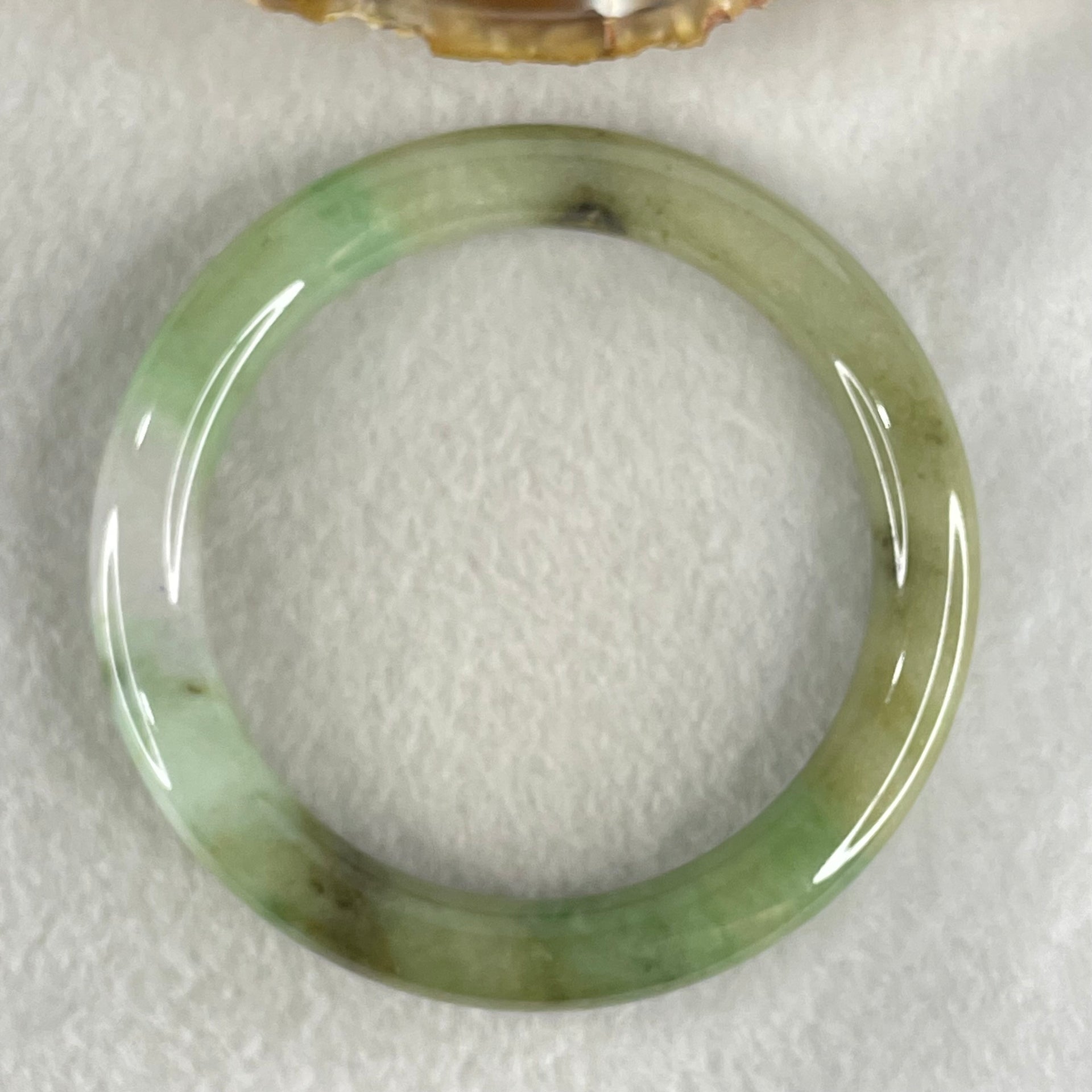 Type A Light Green with Green piao Hua Floral Jadeite Bangle 49.37g Inner Diameter 57.7mm 19.6 by 9.8mm (Very Slight Internal Lines) - Huangs Jadeite and Jewelry Pte Ltd