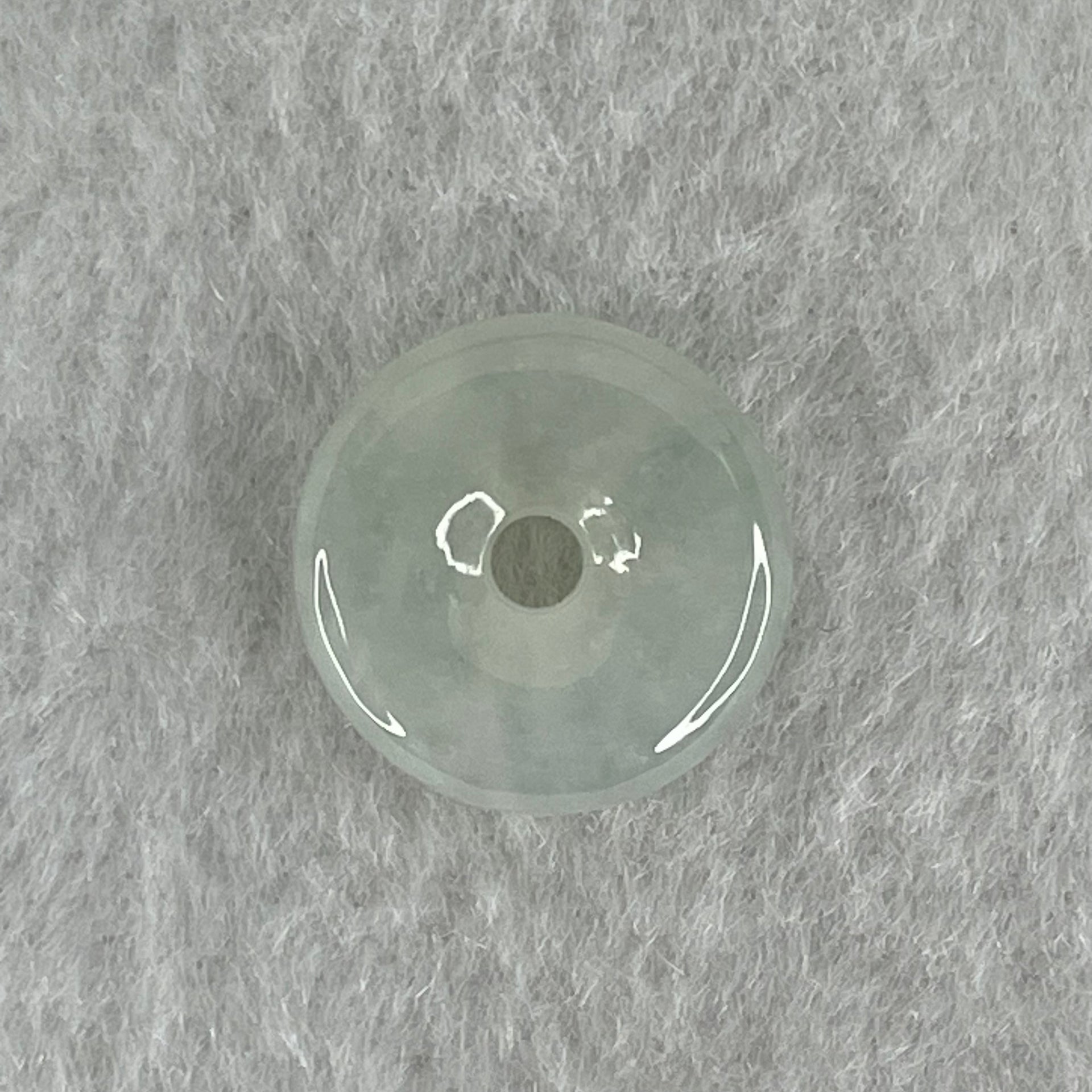 Type A Icy Sky Blue Jadeite Ping An Kou Donut Charm Pendant 2.16g 14.4 by 4.7mm - Huangs Jadeite and Jewelry Pte Ltd