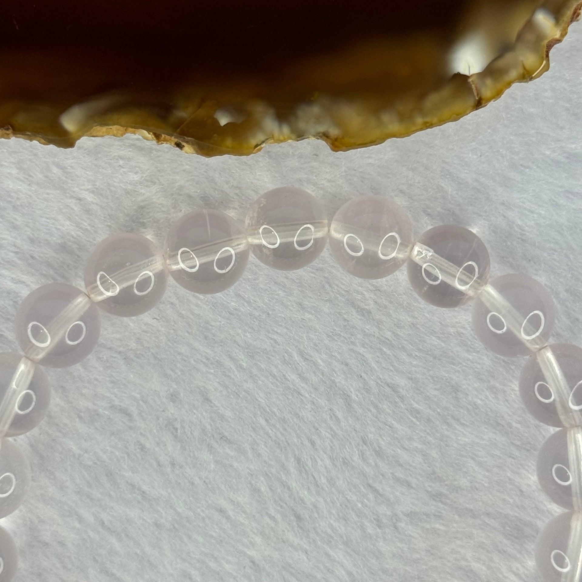 Natural Rose Quartz Beads Bracelet 天然玫瑰石英珠手链 23.36g 16.5cm 9.4mm 21 Beads - Huangs Jadeite and Jewelry Pte Ltd