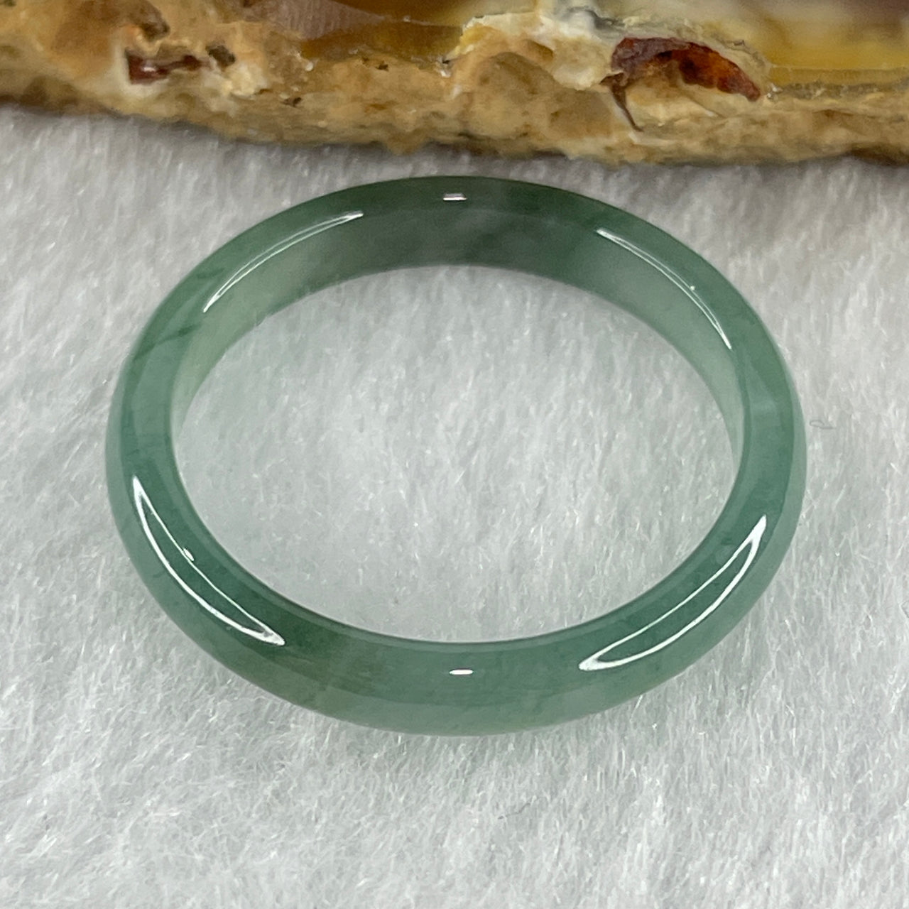 Natural Type A Semi Icy Blueish Green Jadeite Ring 1.25g 3.4 by 2.4mm US7.3 HK16 (Perfect) - Huangs Jadeite and Jewelry Pte Ltd