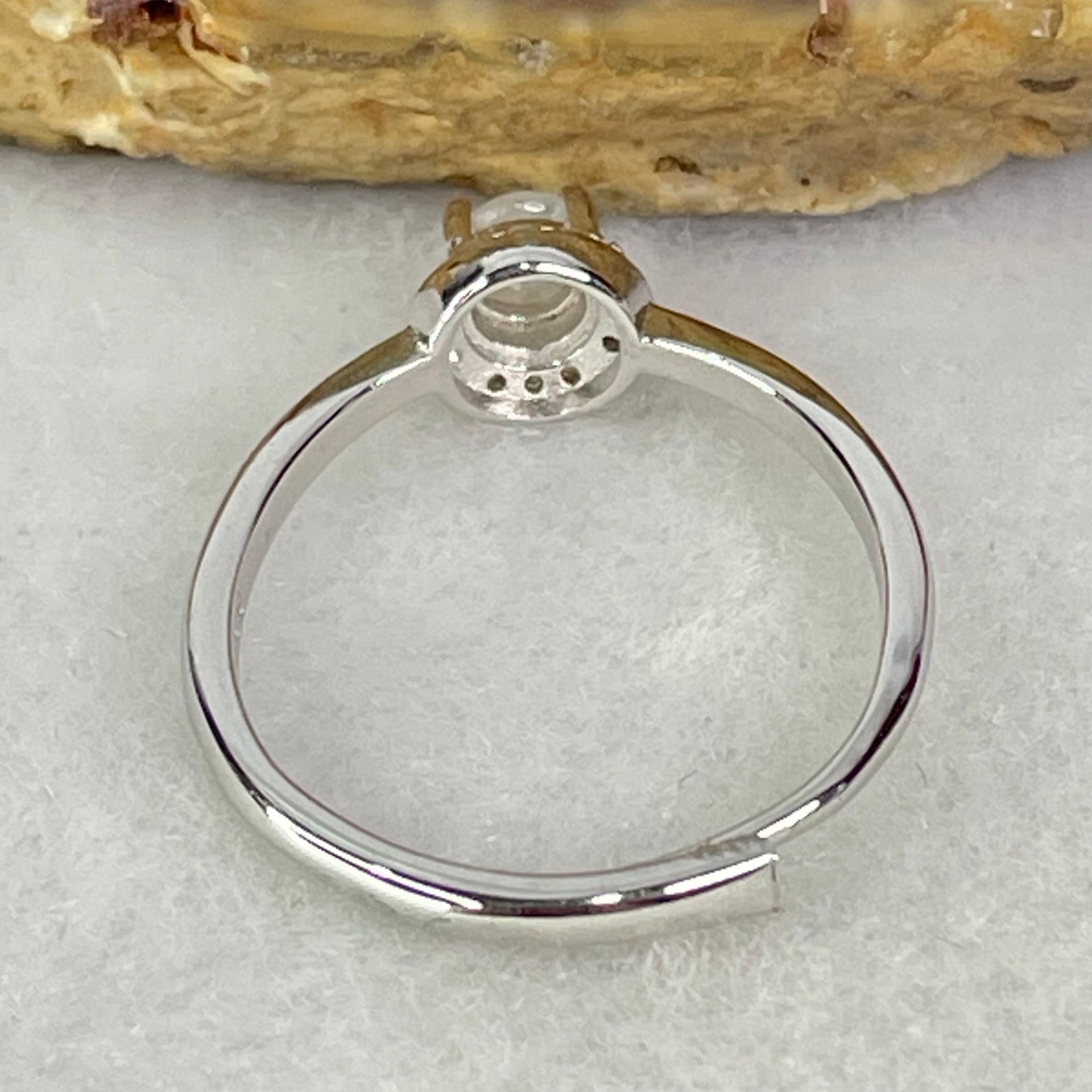 Type A Semi Icy Lavender Cabochon Jadeite in S925 Sliver Ring (Adjustable Size) 1.26g 4.0 by 2.0mm - Huangs Jadeite and Jewelry Pte Ltd