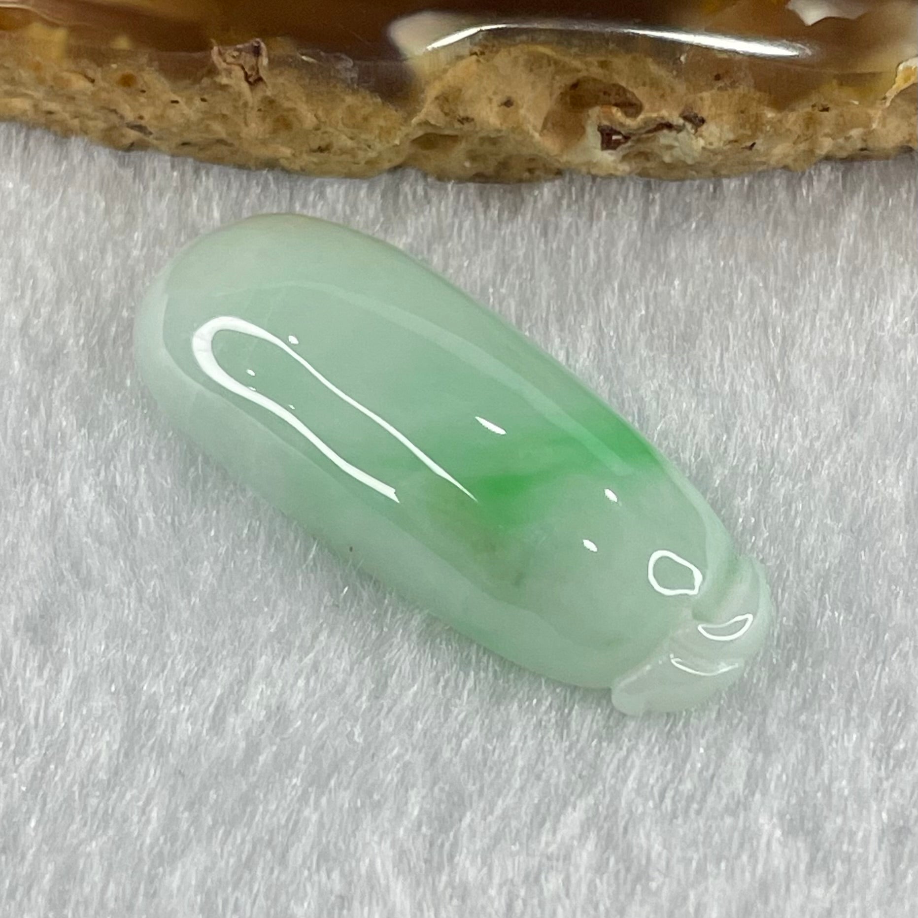 Type A Faint Lavender Green with Apple Green Vein Jadeite Melon Pendant 5.52g 31.0 by 12.4 by 7.2mm - Huangs Jadeite and Jewelry Pte Ltd
