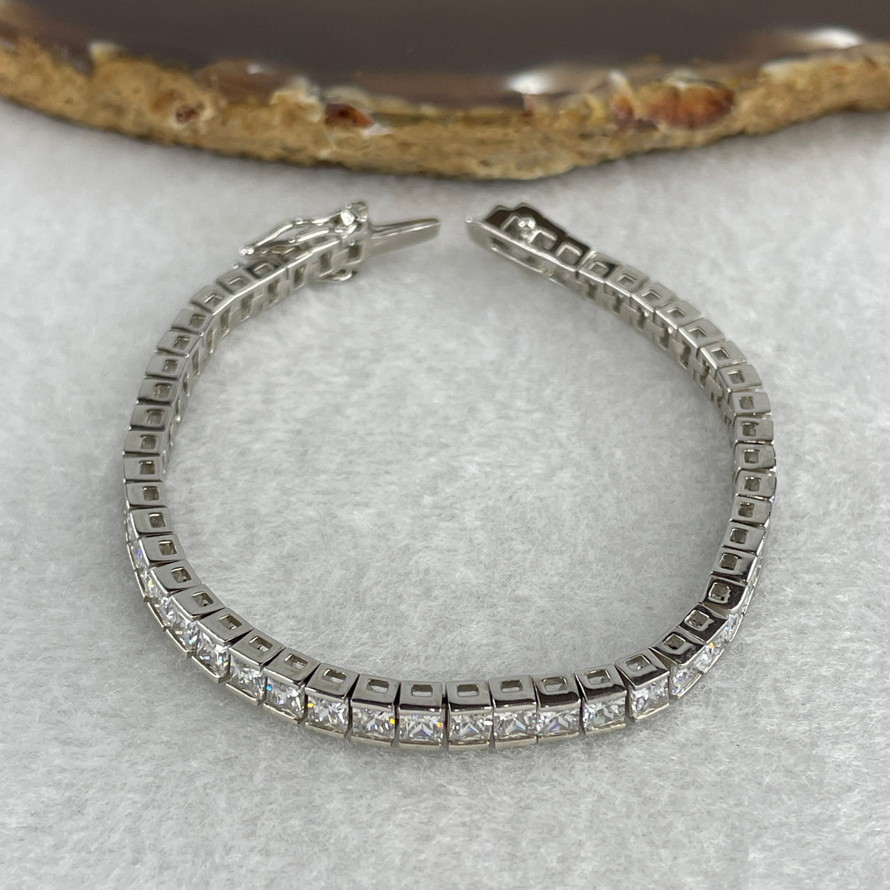 14cm Petite Princess Cut Moissanite Tennis Bracelet - S925 Silver - 12.15g Dainty Square Cut Moissanite Jewelry - Sparkly Bridal Bracelet 4.0x3.1mm