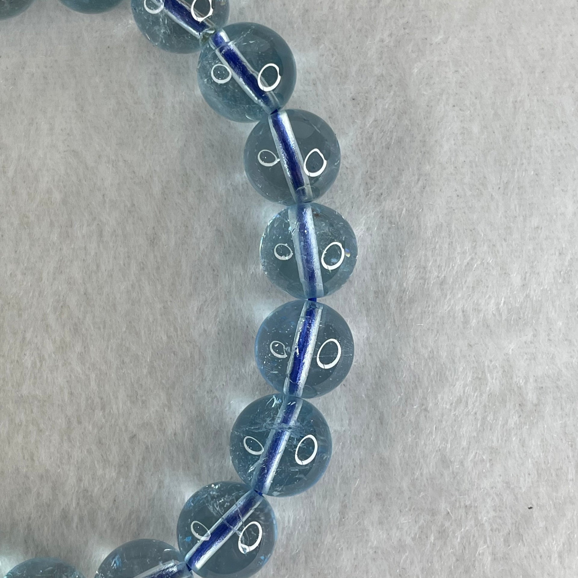 Good Grade Natural Blue Topaz Beads Bracelet 36.55g 15cm 10.3mm 19 Beads - Huangs Jadeite and Jewelry Pte Ltd