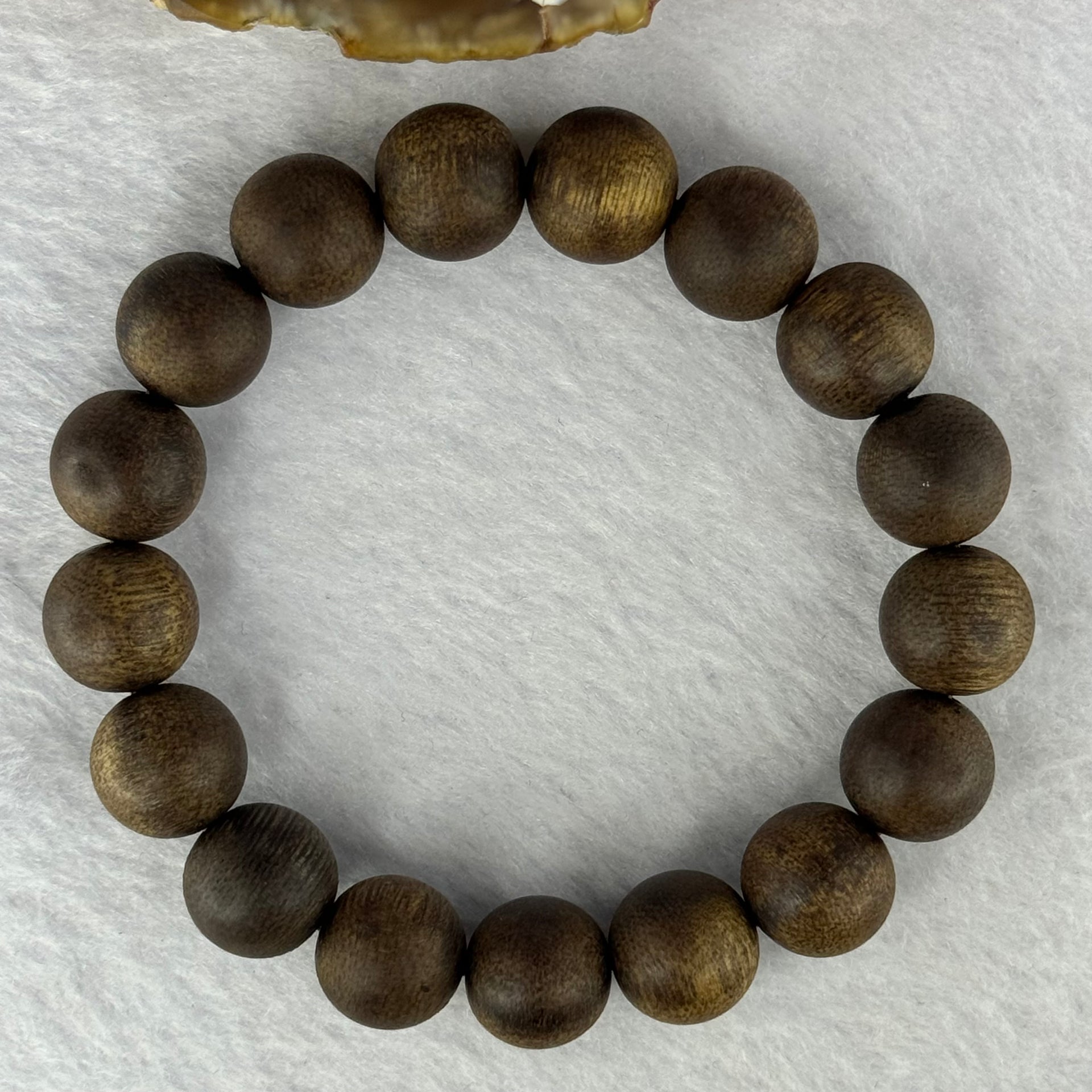 Natural China Hainan Agarwood Beads Bracelet 中国海南沉香木手链（Half Sinking) 10.67g 18cm 12.8mm 17 Beads - Huangs Jadeite and Jewelry Pte Ltd