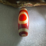 Natural Powerful Tibetan Old Oily Red White Agate One Eye Fire Sign Dzi Bead Heavenly Master (Tian Zhu) 一眼火天珠 10.31g 37.7 by 13.3mm - Huangs Jadeite and Jewelry Pte Ltd
