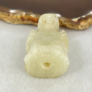 Antique Natural Yellowish White Nephrite Ancient Bird Man Mini Display 41.36g 46.6 by 27.1 by 22.2mm - Huangs Jadeite and Jewelry Pte Ltd
