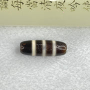 Natural Powerful Tibetan Old Oily Agate 3 Striped Dzi Bead Heavenly Master (Tian Zhu) 三条纹天诛 4.75g 28.7 by 10.3mm - Huangs Jadeite and Jewelry Pte Ltd