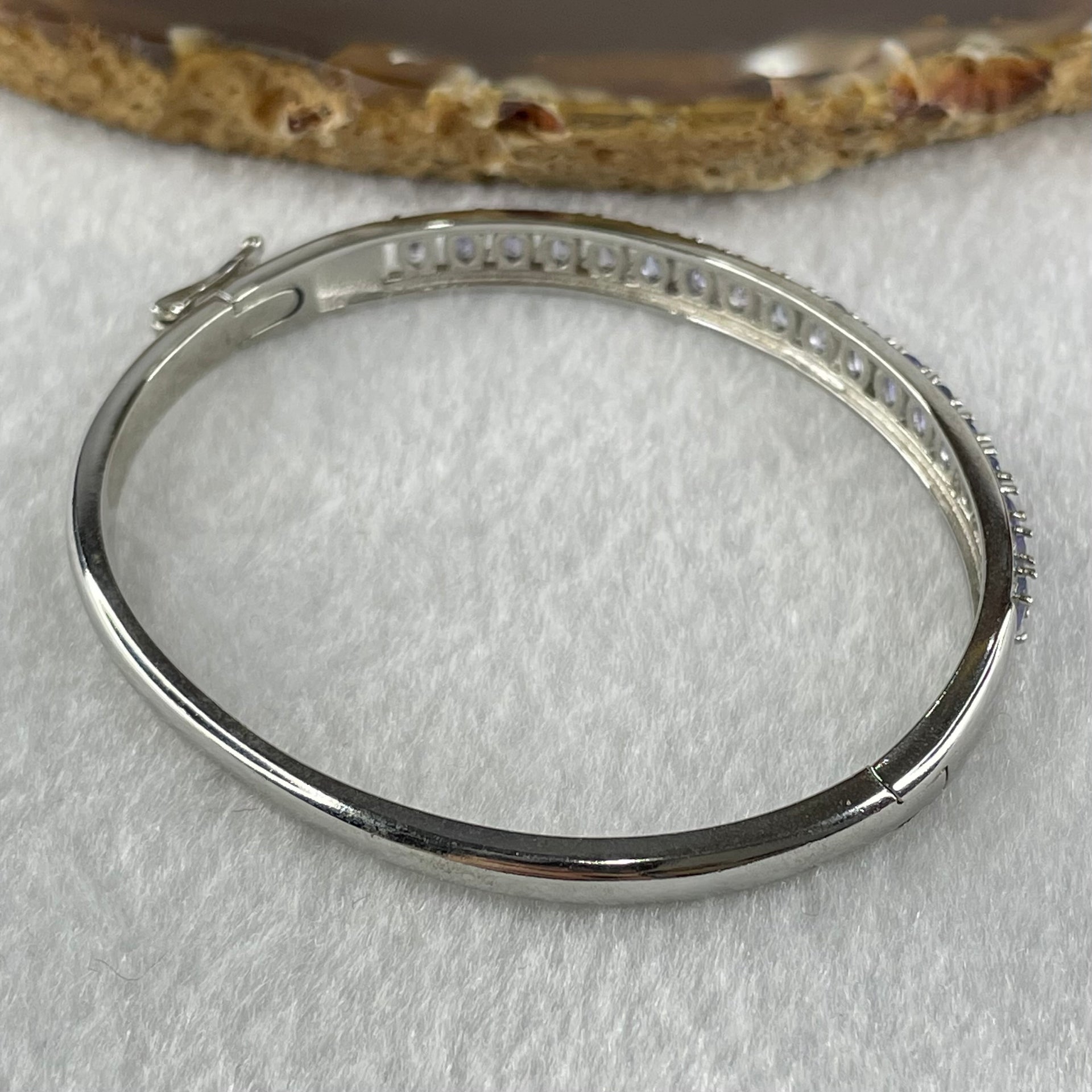 Natural Blue Topaz With Crystals in S925 Sliver Bracelet 12.96g 6.1 by 3.3mm - Huangs Jadeite and Jewelry Pte Ltd