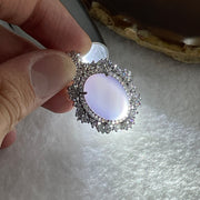 Natural Pink Chalcedony Agate Pendant on S925 Sliver with Cubic Zirconia 7.43g 17.9 by 13.0 by 8.0mm - Huangs Jadeite and Jewelry Pte Ltd