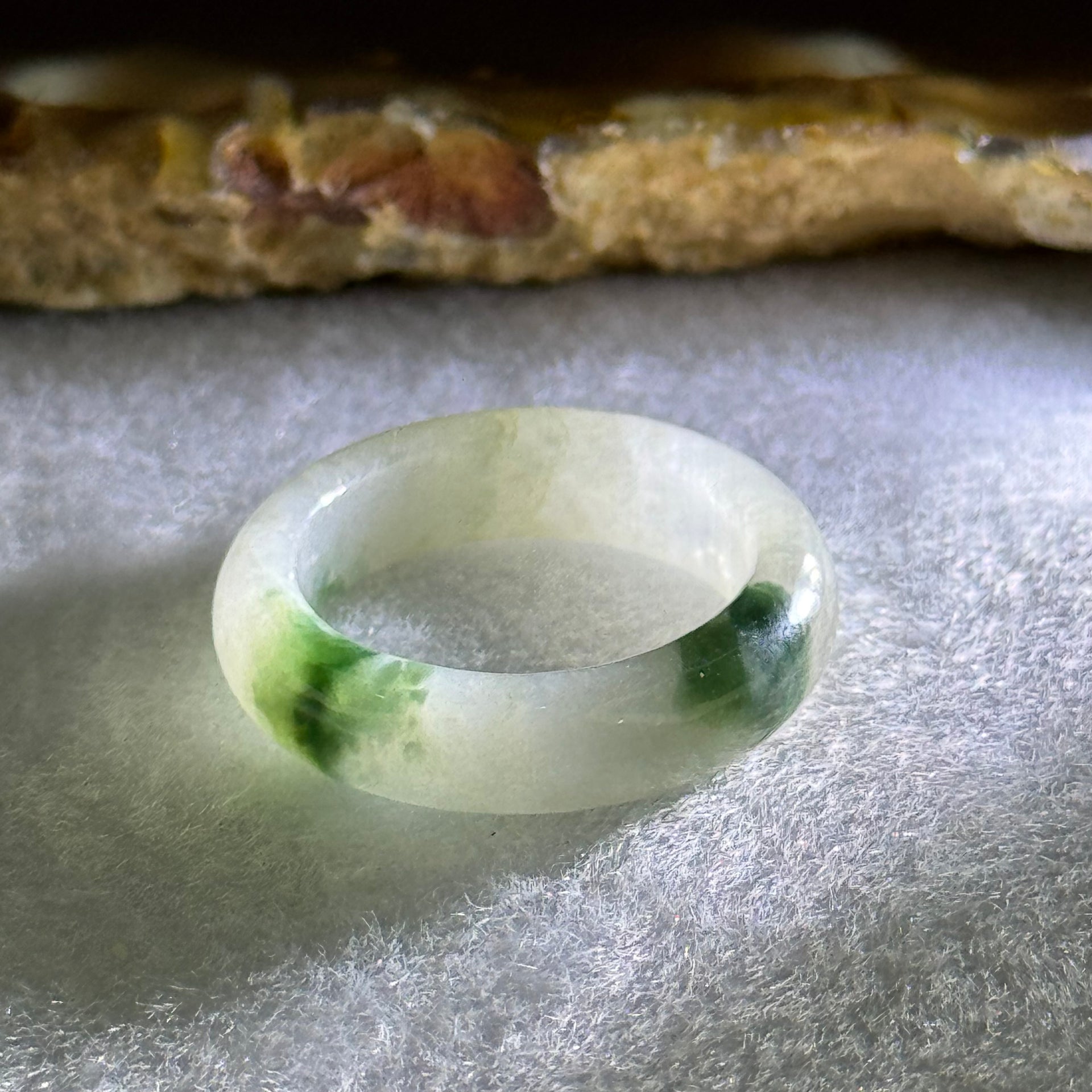 Type A Light Lavender Green with Blueish Green Patches Jadeite Ring 3.11g 5.5 by 3.5mm US6.6 HK14.5 (Very Slight Internal Line) - Huangs Jadeite and Jewelry Pte Ltd