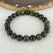 Above Average Grade Natural Green Cats Eye Tourmaline Beads Bracelet 22.44g 16cm 8.8mm 22 Beads - Huangs Jadeite and Jewelry Pte Ltd