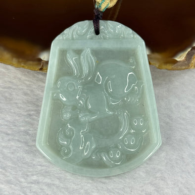 Type A Light Green Jadeite Rabbit Pendent 20.75g 57.6 by 40.8 by 5.0mm - Huangs Jadeite and Jewelry Pte Ltd