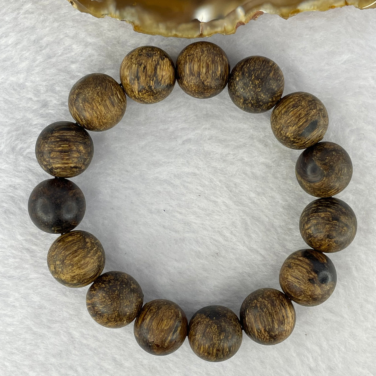 Natural Wild Vietnam Black Kynam Qi Nan Chen Xiang Mu Agarwood Beads Bracelet (Sinking Type 沉水) 天然野生越南黑奇南沉香珠手链 19.70g 18cm 14.2 mm 15 Beads - Huangs Jadeite and Jewelry Pte Ltd