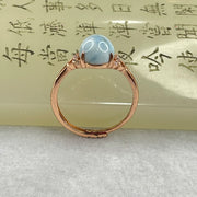 Natural Larimar in S925 Silver Rose Gold Color Ring (Adjustable Size) 1.81g 9.9 by 8.0 by 5.0mm - Huangs Jadeite and Jewelry Pte Ltd