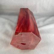 Cherry Quartz Tower with Wooden Stand Display 2446.6g 84.6 by 81.5 by 240.0mm - Huangs Jadeite and Jewelry Pte Ltd
