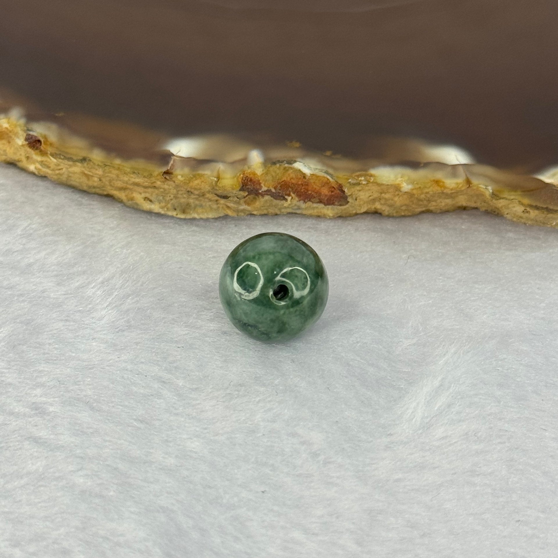 Type A Deep Green Jadeite Bead for Bracelet/Necklace/Earrings/Rings 3.62g 12.8mm - Huangs Jadeite and Jewelry Pte Ltd