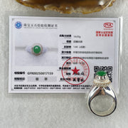 Type A Natural Old Mine Green Jadeite Cabochon 6.8 by 8.5 by 3.0mm Stone for Setting 14.03g (On Silver Ring Mold) US 7.5 HK 16.5 - Huangs Jadeite and Jewelry Pte Ltd