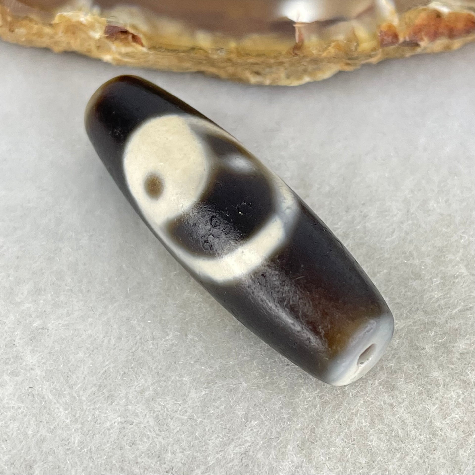 Natural Powerful Tibetan Old Oily Agate Yin Yang Bead Heavenly Master (Tian Zhu) 9.14g 38.1 by 12.3mm - Huangs Jadeite and Jewelry Pte Ltd