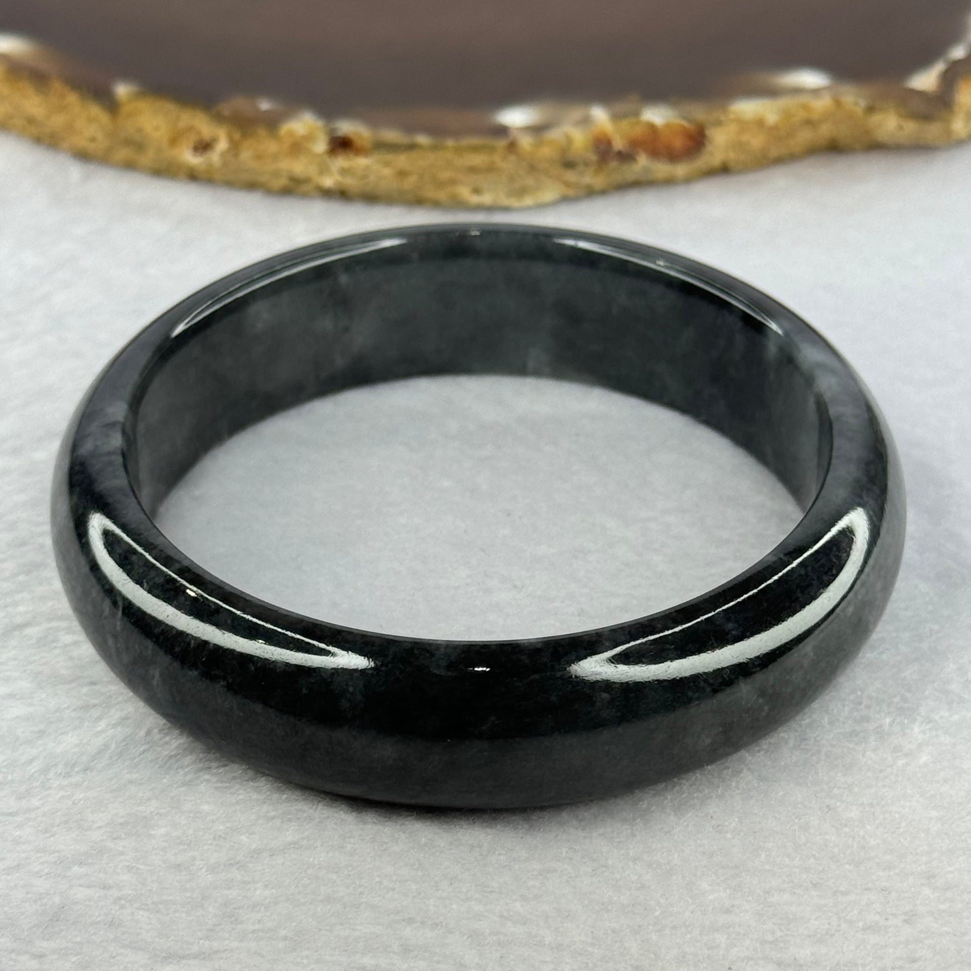 Type A Wuji Greyish Black Jadeite Bangle 72.38g Internal Diameter 60.4mm 16.2 by 8.4mm (Close to Perfect) - Huangs Jadeite and Jewelry Pte Ltd