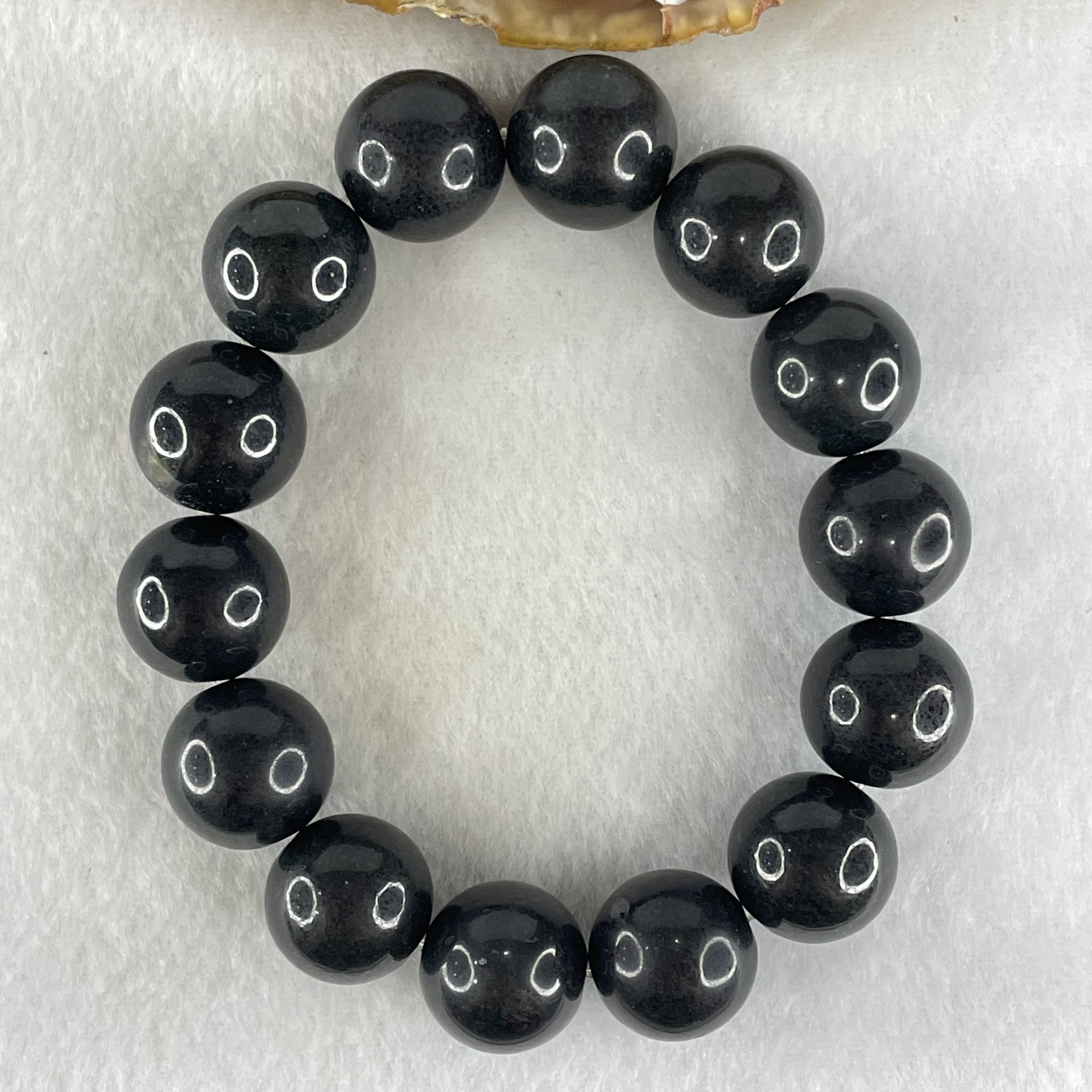 Natural Magnetite Beads Bracelet 84.61g 17cm 16.0mm 14 Beads - Huangs Jadeite and Jewelry Pte Ltd