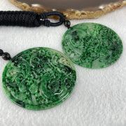 Grandmaster Type A Old Mine Green Piao Hua Jadeite Dragon 15.44g 51.9 by 3.0mm Twin Phoenix 15.25g 49.5 by 2.7mm Pendant Pair 花开富贵 - Huangs Jadeite and Jewelry Pte Ltd
