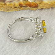 Yellow Cubic Zirconia with Crystals in PT950 Plated Sliver Ring 2.75g 7.5 by 3.5mm - Huangs Jadeite and Jewelry Pte Ltd