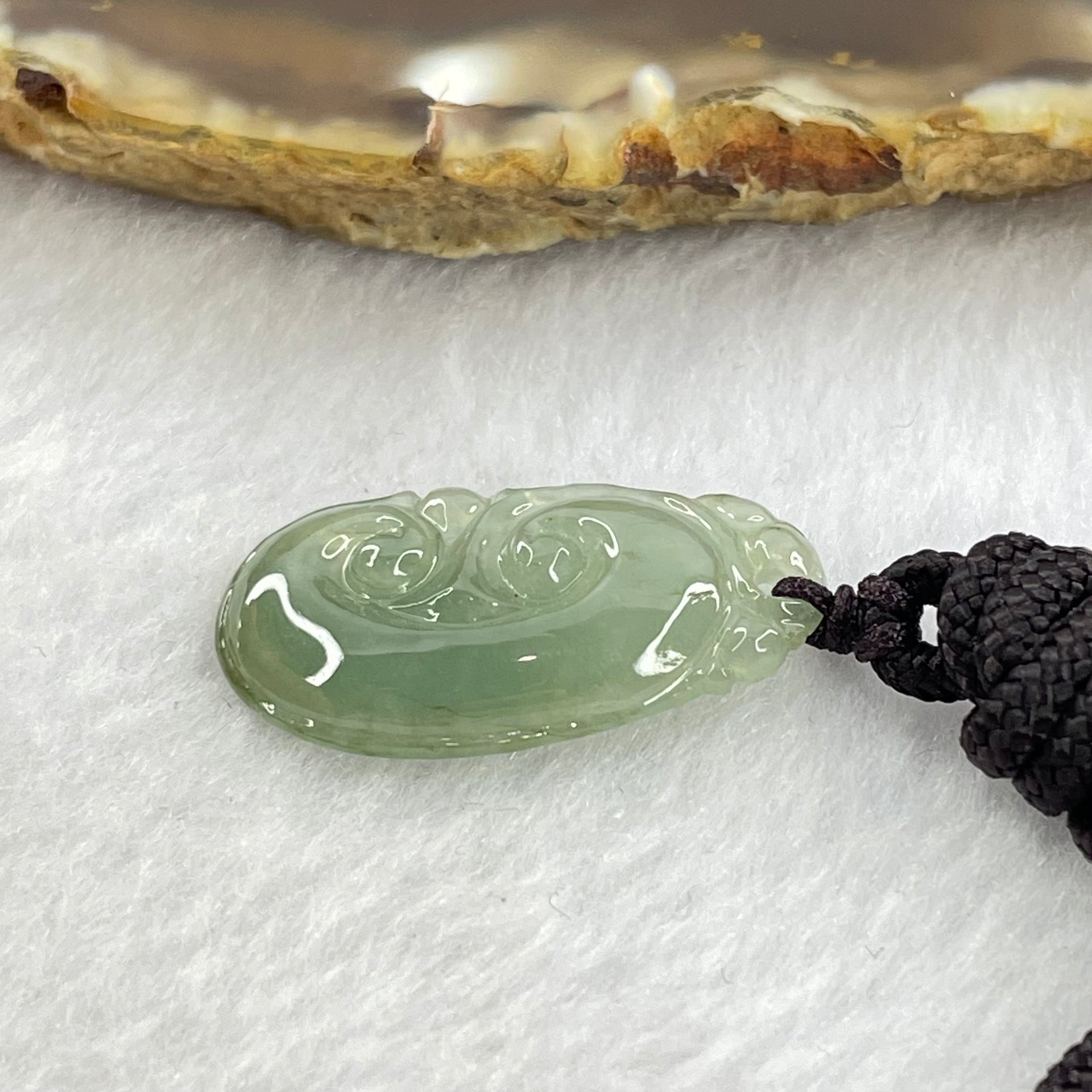 Type A Icy Light Blueish Green Jadeite Ruyi Pendent 3.99g 25.9 by 13.8 by 3.9mm - Huangs Jadeite and Jewelry Pte Ltd