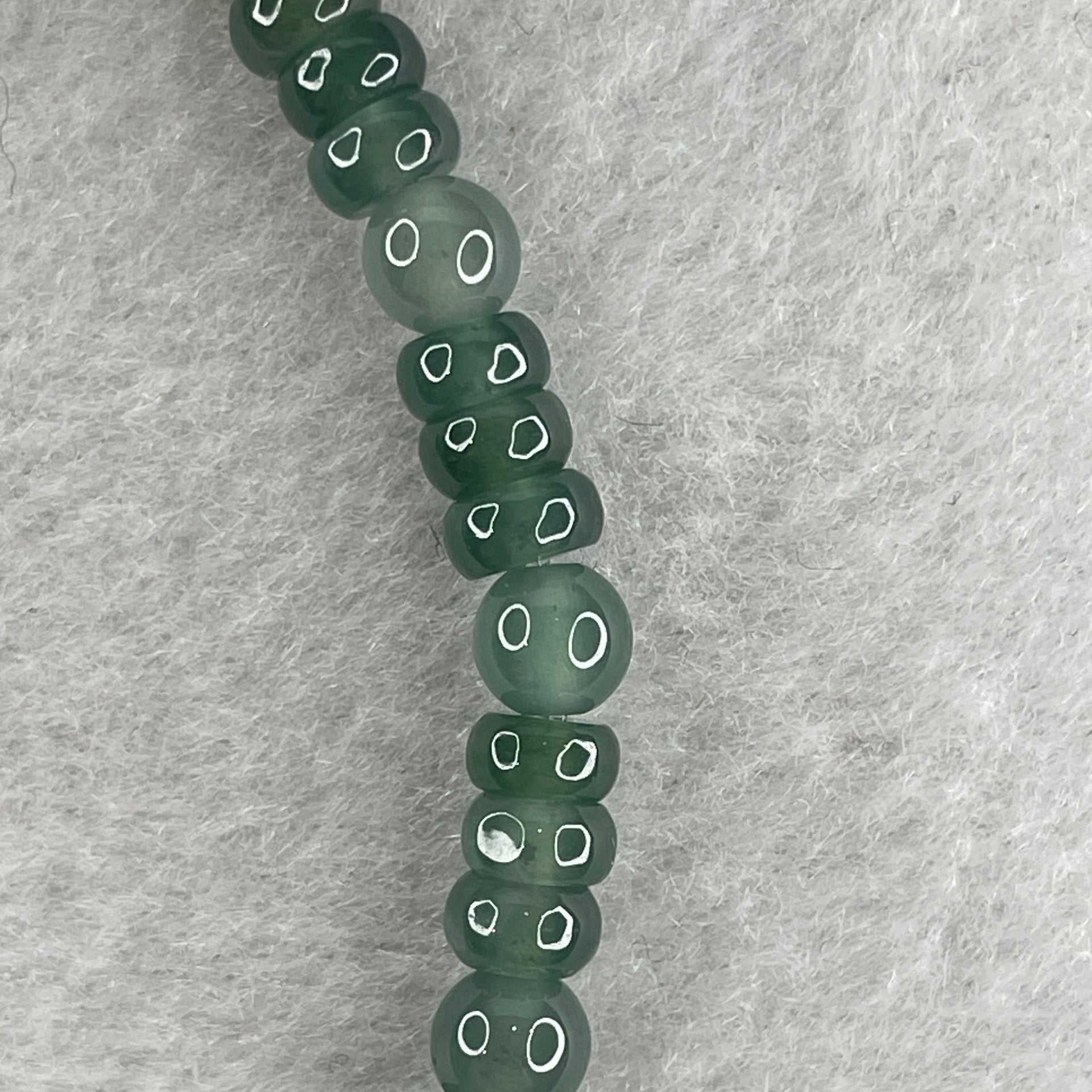 Natural Type A Semi Icy Blueish Green Jadeite Donut Beads Bracelet 8.59g 15cm 5.0mm 56Beads - Huangs Jadeite and Jewelry Pte Ltd
